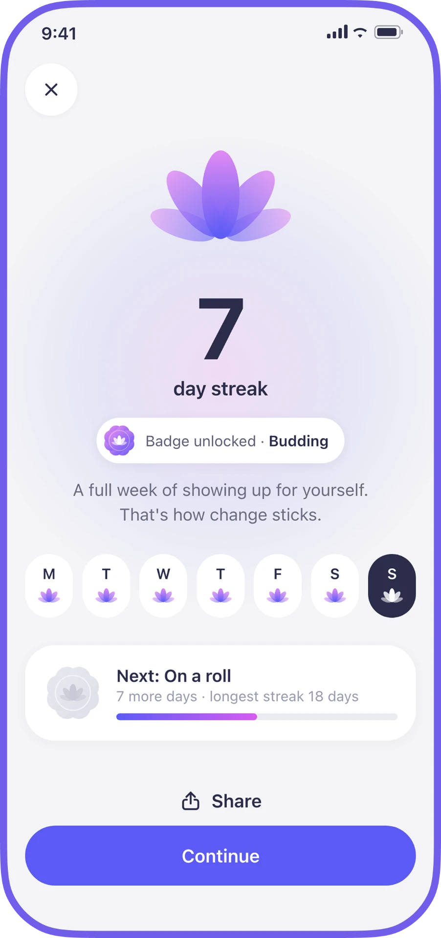 Lila app screen: Watch your weight change, week by week