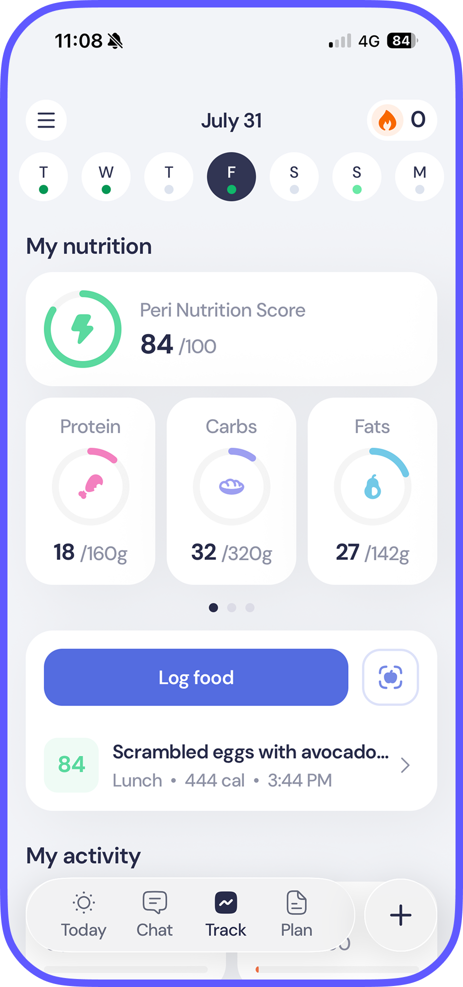 Lila app screen: Watch your weight change, week by week