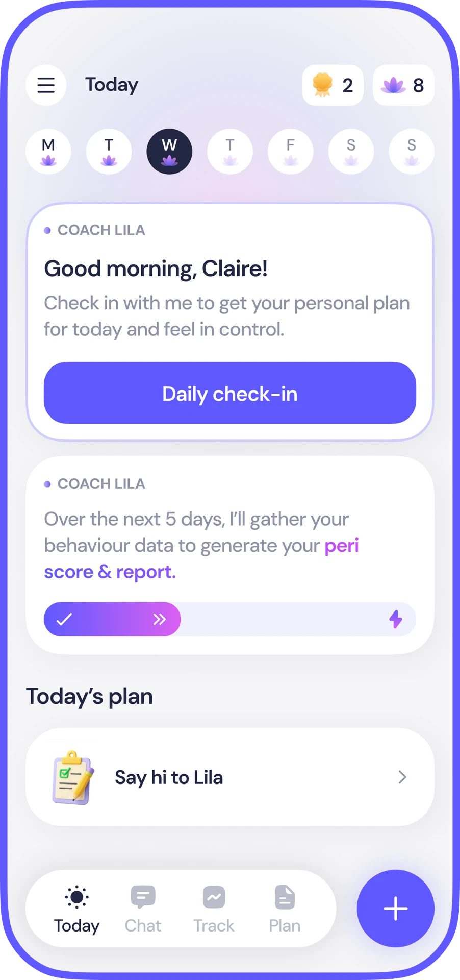 Lila app screen: Track everything in one place