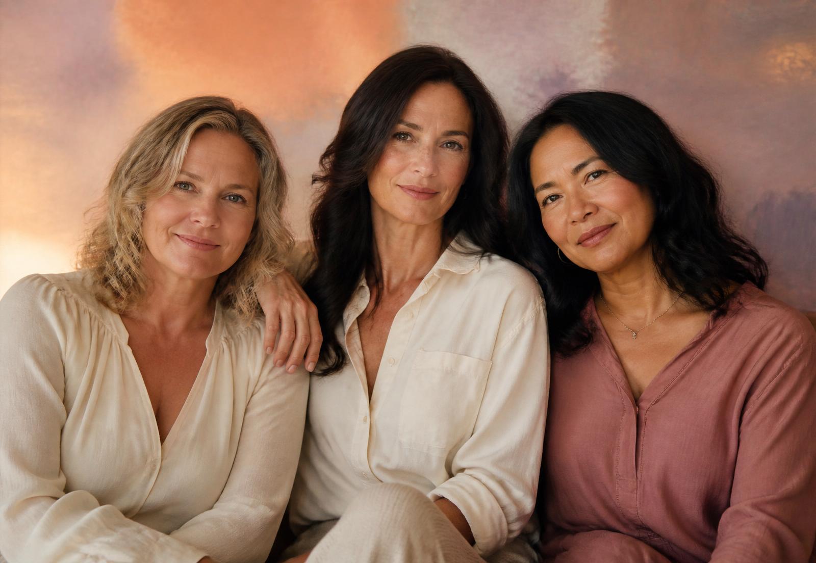Three women in their 40s, rested and confident
